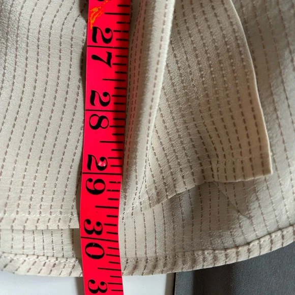 Yves Saint Laurent vintage silk button down blouse shirt cream pinstripe size L - Picture 8 of 8